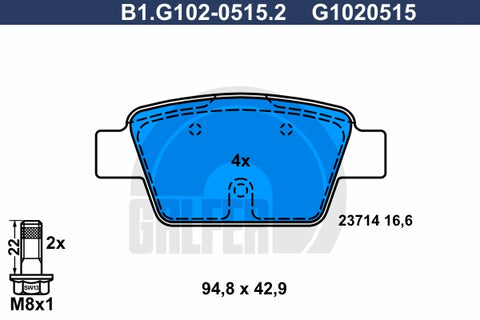 BALATAS TRASERAS 8832 D1620