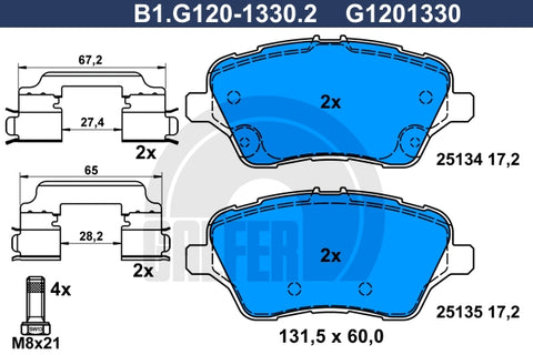 BALATAS DELANTERAS 8954 D1730