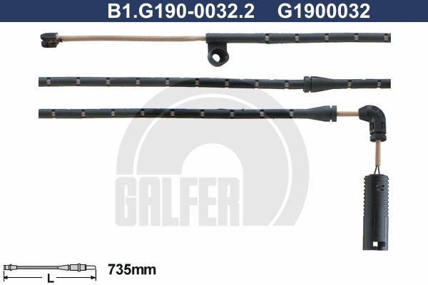 CABLE SENSOR BALATA DELANTERA 735MM