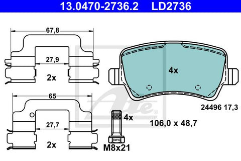 BALATAS TRASERAS CERAMICA 8422 D1307