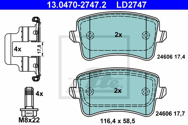 BALATAS TRASERAS CERAMICA 8494 D1386
