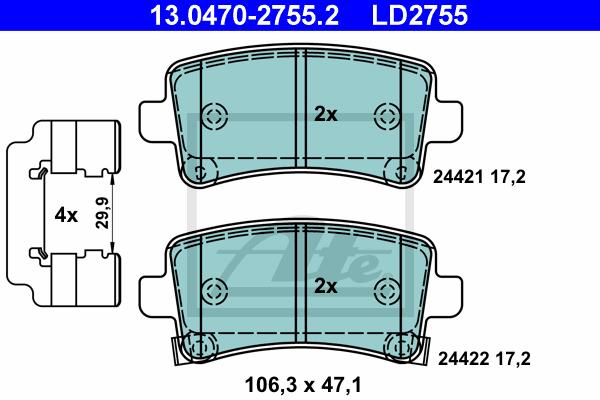 BALATAS TRASERAS CERAMICA 8547 D1430