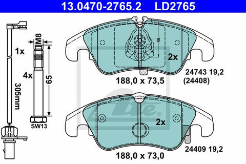 BALATAS DELANTERAS CERAMICA 8434 D1322
