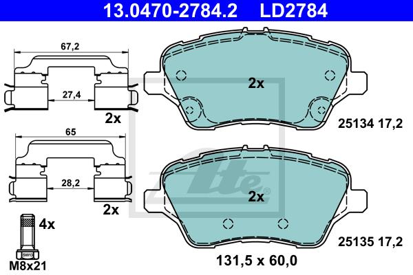BALATAS DELANTERAS CERAMICA 8954 D1730