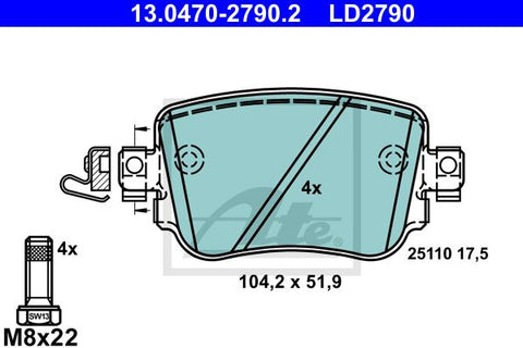 BALATAS TRASERAS CERAMICA 9008 D1779