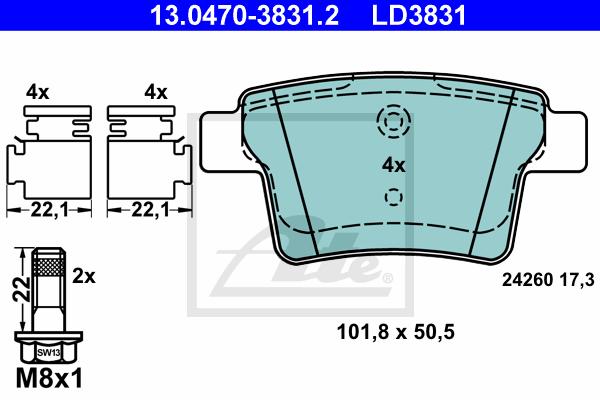 BALATAS TRASERAS CERAMICA 7976 D1071